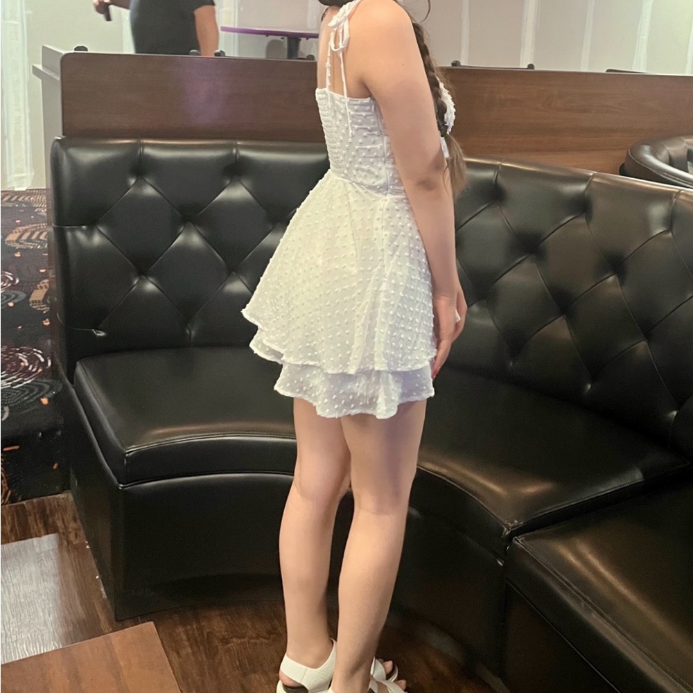 white mini romper dress